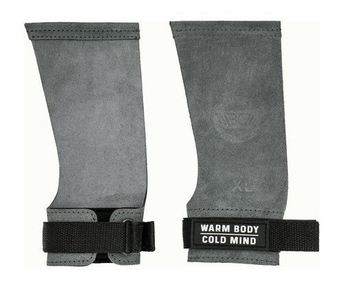 WARM BODY COLD MIND Leather Hand Grips - NO Holes for Weightlifting, Powerlifting, Gymnastics, Cross Training, Pull-Ups, Weight Lifting, Wrist and Palm Protection (Graphite, XL)