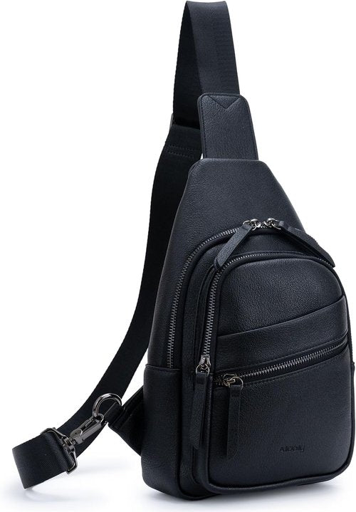 Alldaily Large Sling Bag - Fashionable Leather Crossbody Purse for Women | Trendy Black Travel Chest Bag