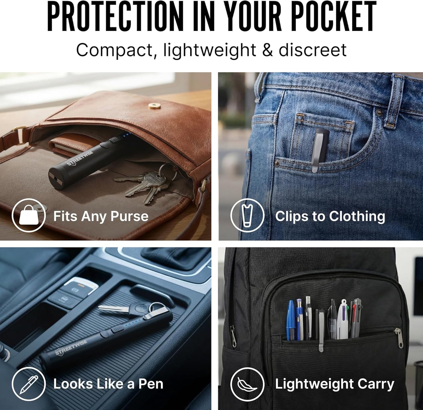 Streetwise Pain Pen Stun Gun - 25,000,000 Volts Tactical Self-Defense Tool | USB Rechargeable, Compact Design