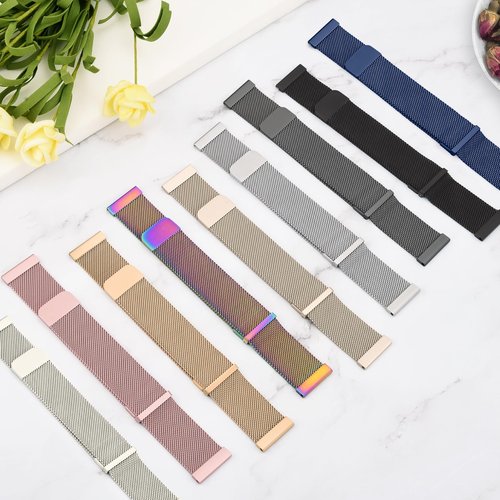 Meliya Metal Band for Amazfit Helio/Bip 6/Bip 5/GTR 4/GTR 3 Pro/3/2/2e/47mm/Balance Watch Band Women Men, 22mm Stainless Steel Metal Loop Replacement Straps for Garmin Venu 3/2/Vivoactive 4 (Starlight)