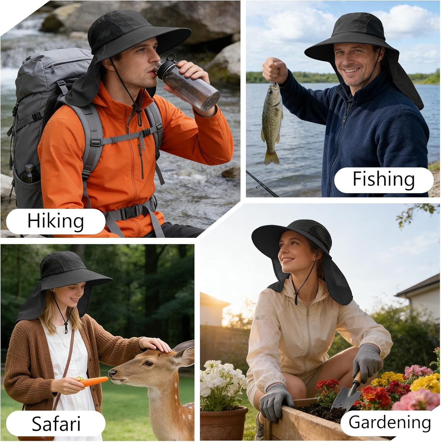 Skiennix Sun Hat - UPF 50+ UV Protection with Neck Flap | Wide Brim for Hiking & Fishing