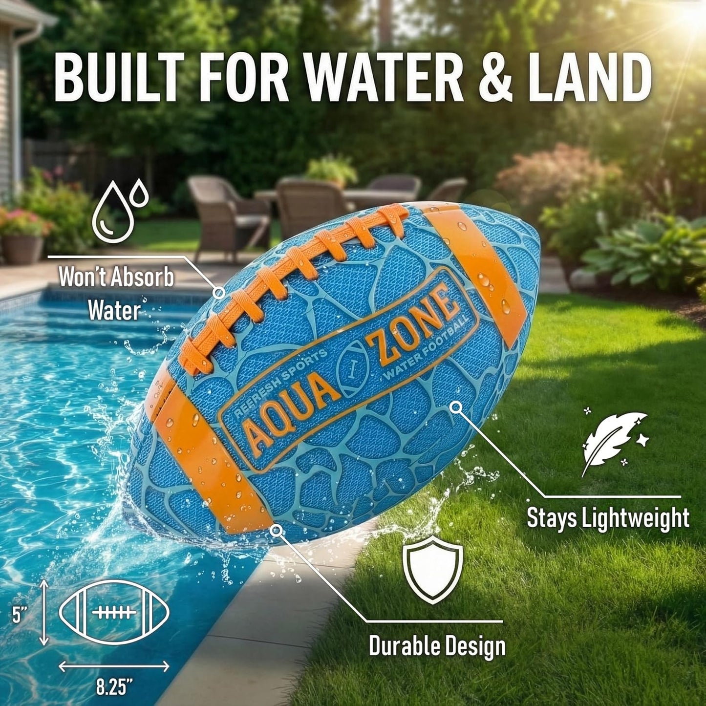 Water Football | Best Pool & Beach Toy for Kids - Easy Grip & Soft Catch Design - Fun Outdoor Game for Ages 5-12