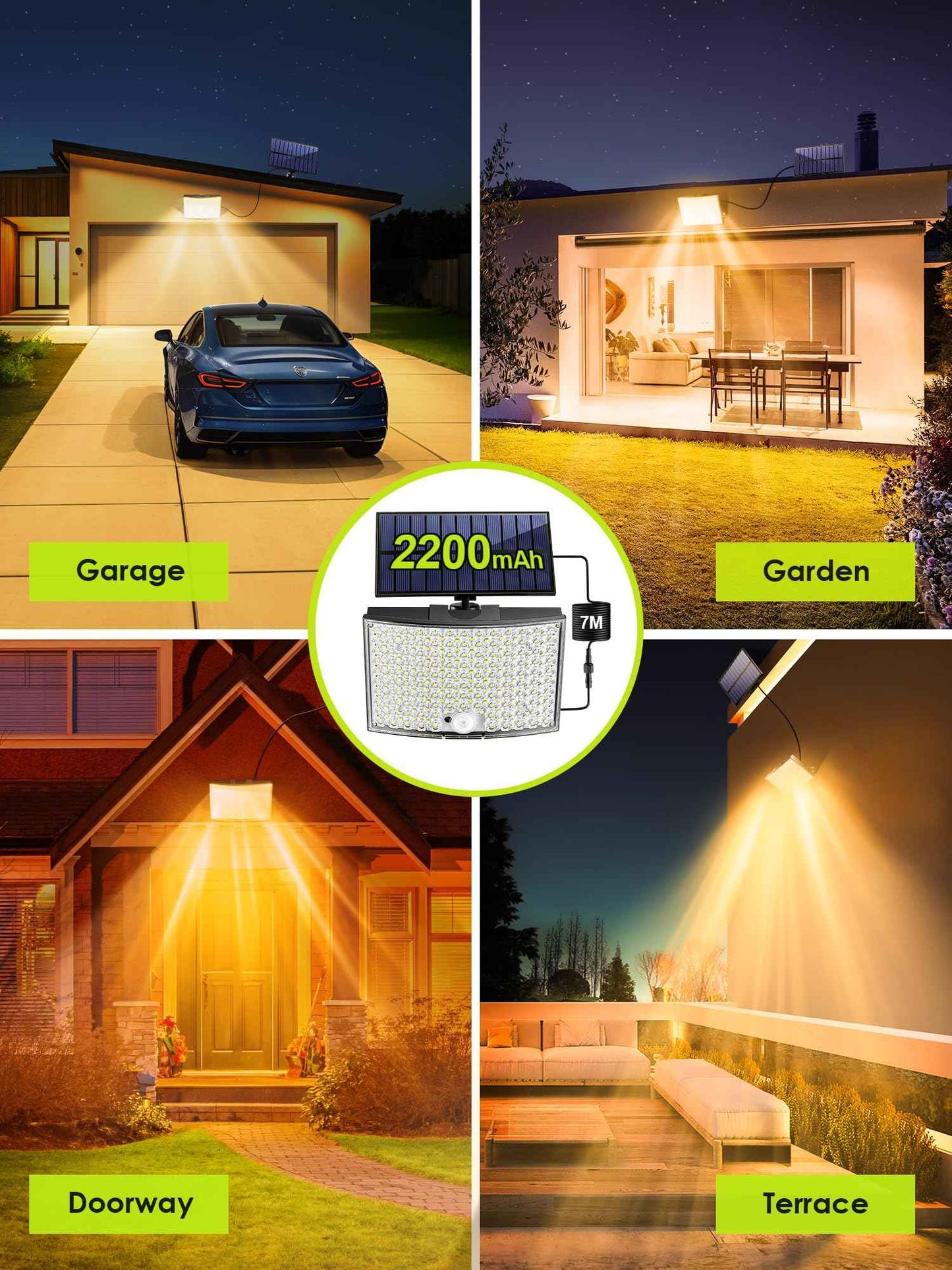 Solar Flood Lights Outdoor, [3000K Warm Color/268LED/7M/5 MODES/1PCS] Solar Motion Lights Outdoor Waterproof, Remote+IP65 Focos Solares para Exteriores Luces Solares para Patio