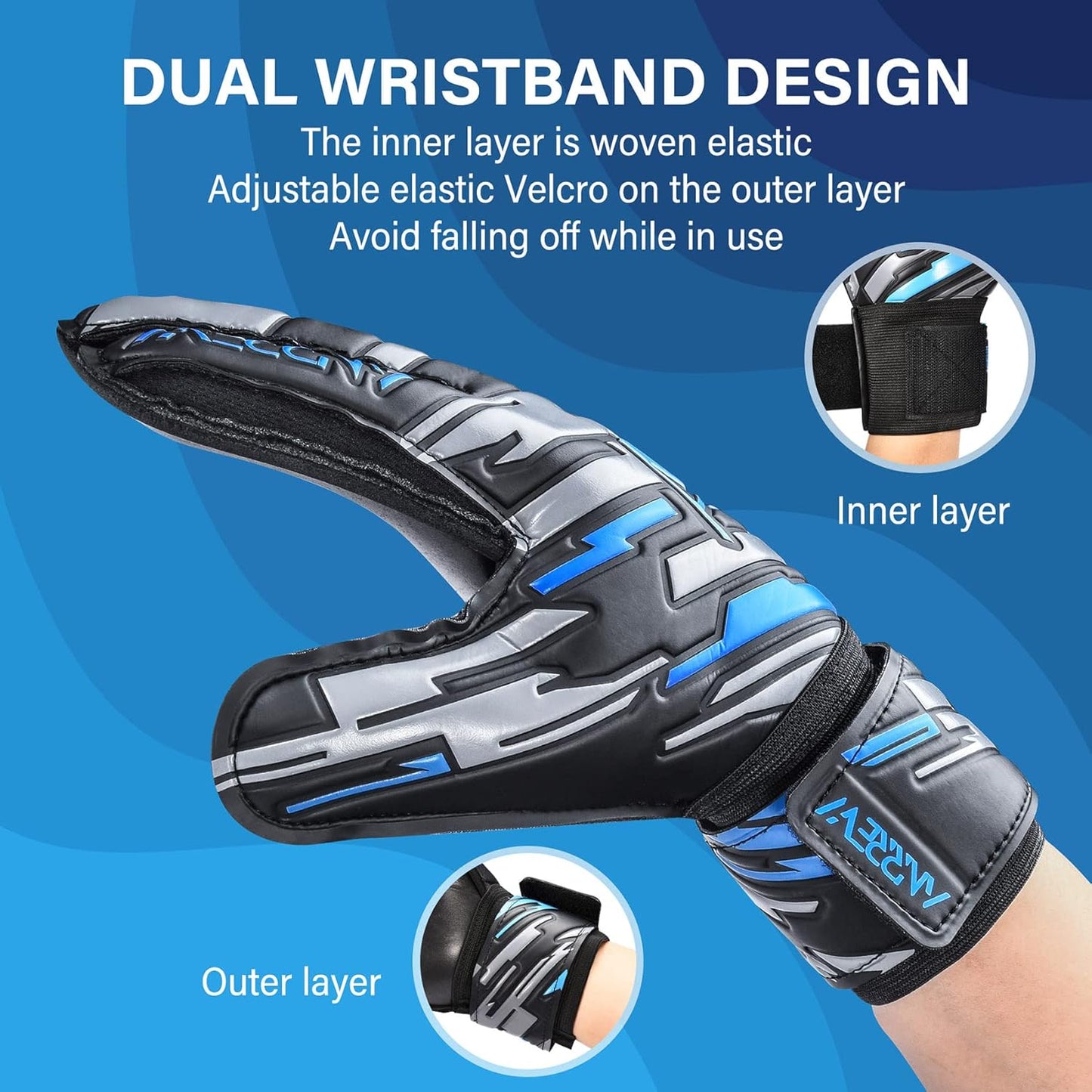 Skiennix Soccer Goalie Gloves - Finger-Save & Double Wrist Protection | Superior Grip for All Ages