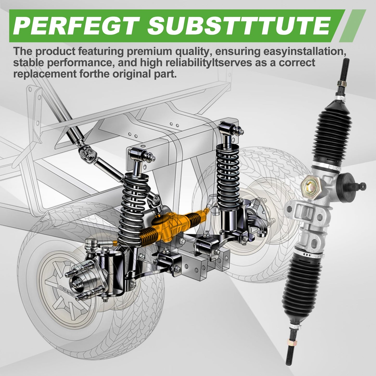 10L0L Golf Cart Steering Gear Box Assembly Replaces Part OEM# 601500 618329 for EZGO RXV 2008-Up Gas and Electric Carts Whit 2 Pcs Tie Rod Ends, Steering Rack Gear Box Assembly