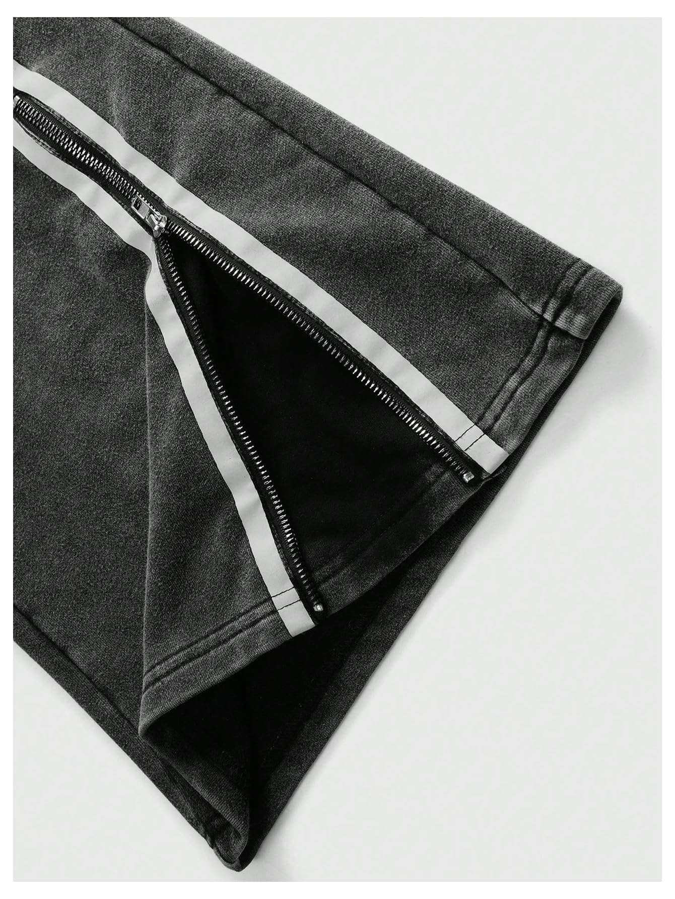 BEAUDRM Men's Striped Baggy Sweatpants Y2k Wide Leg Pants Drawstring Graphic Track Pant with Pockets Streetwear Black Large