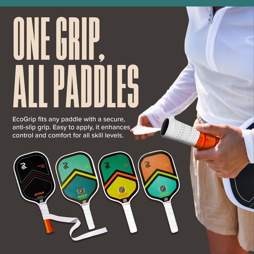 EcoGrips Pickleball Paddle Overgrips | Moisture-Resistant Pickleball Grip Tape | No-Slip Racket Grip Tape for Sweat Absorption | Hi-Tac Pickleball Paddle Grip | Revolin Sports | Pack of 3 | White