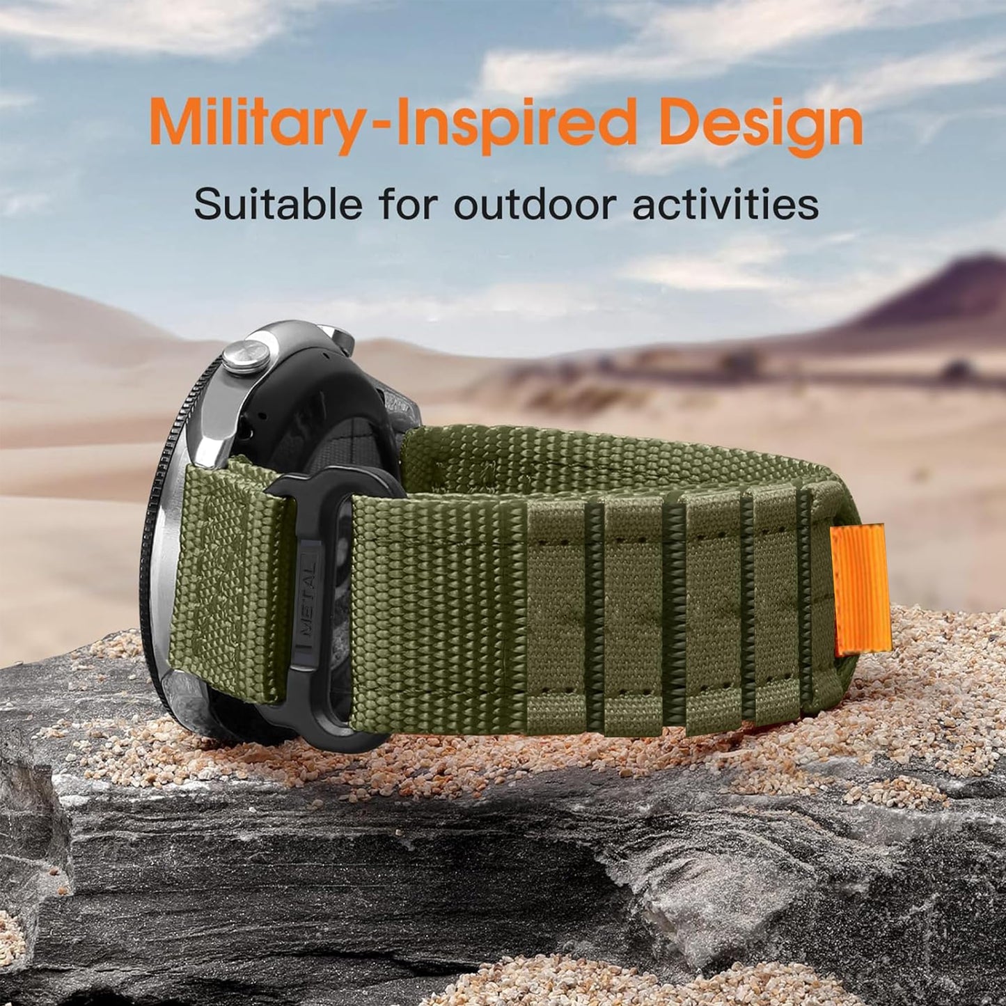 Compatible with Garmin Forerunner 970 bands, Quick Release Rugged Nylon Sports Strap with Woven Loop DesignCompatible with Garmin Forerunner 970 (Cross Nylon-Green)