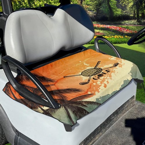 FUIBENG Golf Cart Seat Blanket Towel Universal Fit Most 2 Person Seat Golf Cart Club Car Breathable Material Towel Blanket, Golf Palm Tree