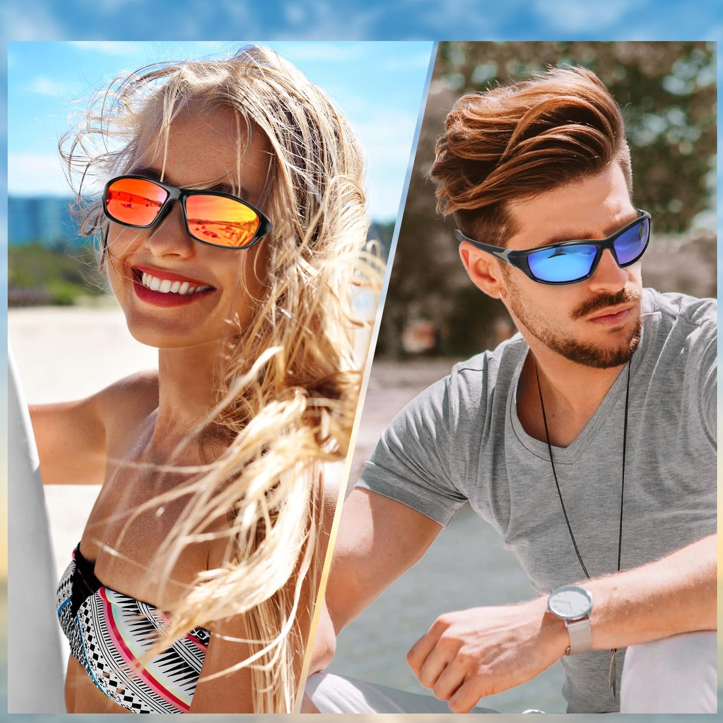 Hifot Sports Polarized Sunglasses Men, Sun Glasses for Cycling Driving Fishing, Women's Sunglasses Running Baseball Golf