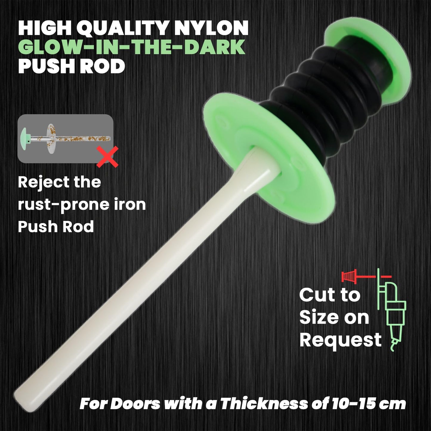 Preruner Walk in Cooler Door Handle, Walk in Cooler Door Closer Complete Latch Kit, Cooler Door Radial Latch (1/5 In-3/5 in(Offset)) and 6" Solid Nylon Glow-in-The-Dark Release Handle