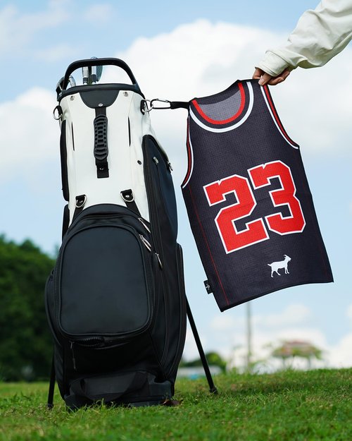 BIG TEETH Golf Towels for Golf Bags, Magnetic Golf Towel with Clip, Funny Golf Towel Basketball Jerseys Shapes, Sports Style (Black NO.23 Without Magnet)