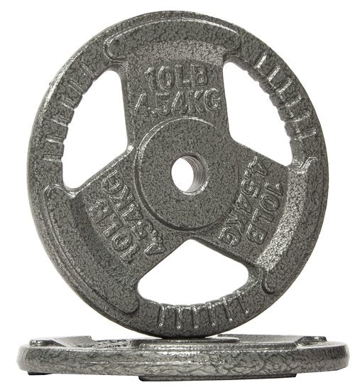 Fitvids Cast Iron Plate Weight Plate for Strength Training and Weightlifting – Olympic or Standard – 10LB (Pair) – Standard (1-Inch Center)