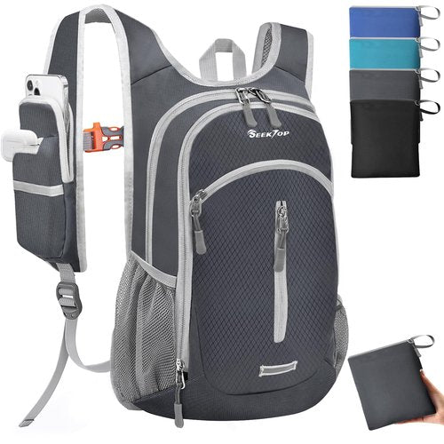 Seektop Expandable Small Hiking Backpack 12L-15L Lightweight Packable Waterproof Daypack with Phone Pocket for Women Men