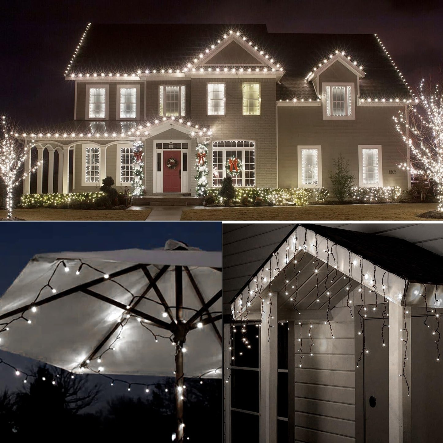 Cluster Lights 200 Led Fairy Lights 29FT Twinkle Lights with Remote 8 Modes String Lights Timer Plug in Firecracker Fairy Lights for Bedroom Outdoor Decorations,Cool White