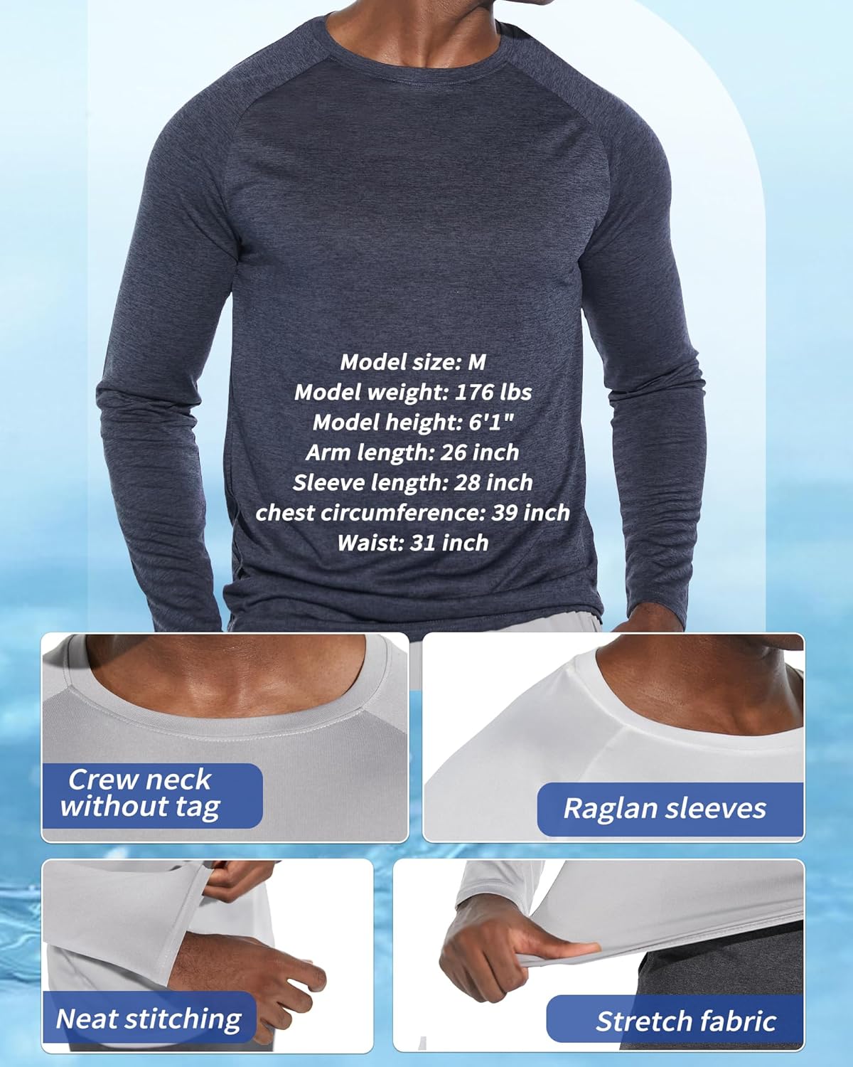 Skiennix 3-Pack Long Sleeve Workout Shirts for Men - Moisture-Wicking & Lightweight