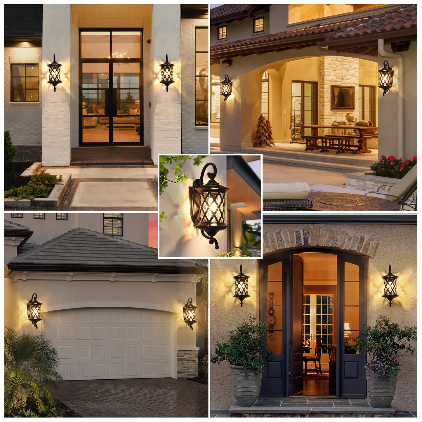 SNRU Retro Dusk to Dawn Outdoor Wall Light Exterior, 18.7" Large Aluminum Black Porch Light Outdoor Wall Sconce Lighting Fixture Lantern for Patio Garage, Bulb Not Included