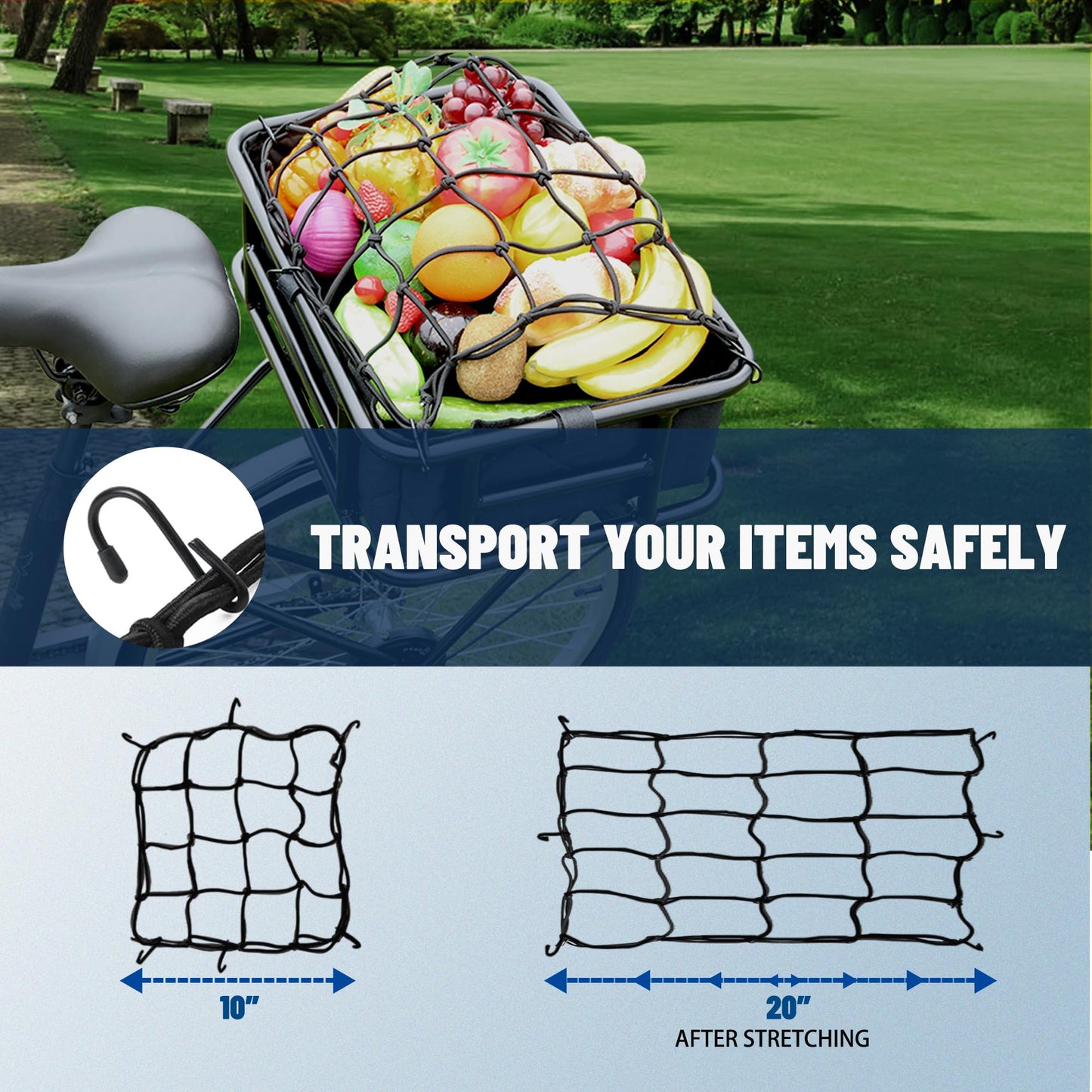 RAYMACE Bike Basket Liner & Cargo Net, Reusable Thickened Lining Bicycle Basket Accessory Fits Most Bikes and E-Bike Baskets