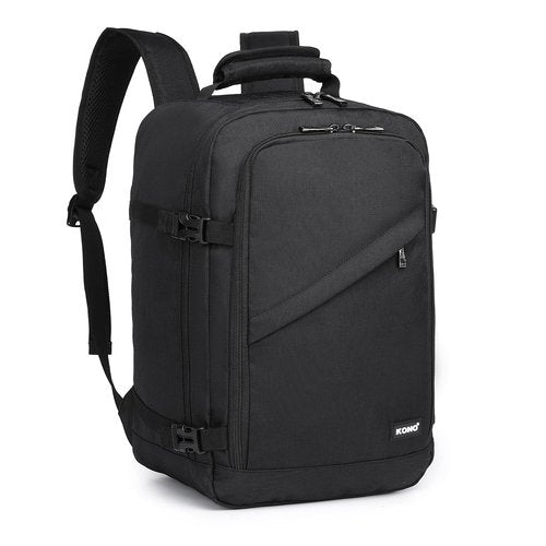 Kono Carry on Backpack, 16" Airplane Approved Under Seat Travel Backpack for Men and Women, Waterproof Lightweight Daypack for Flight 20L (Black, Small)