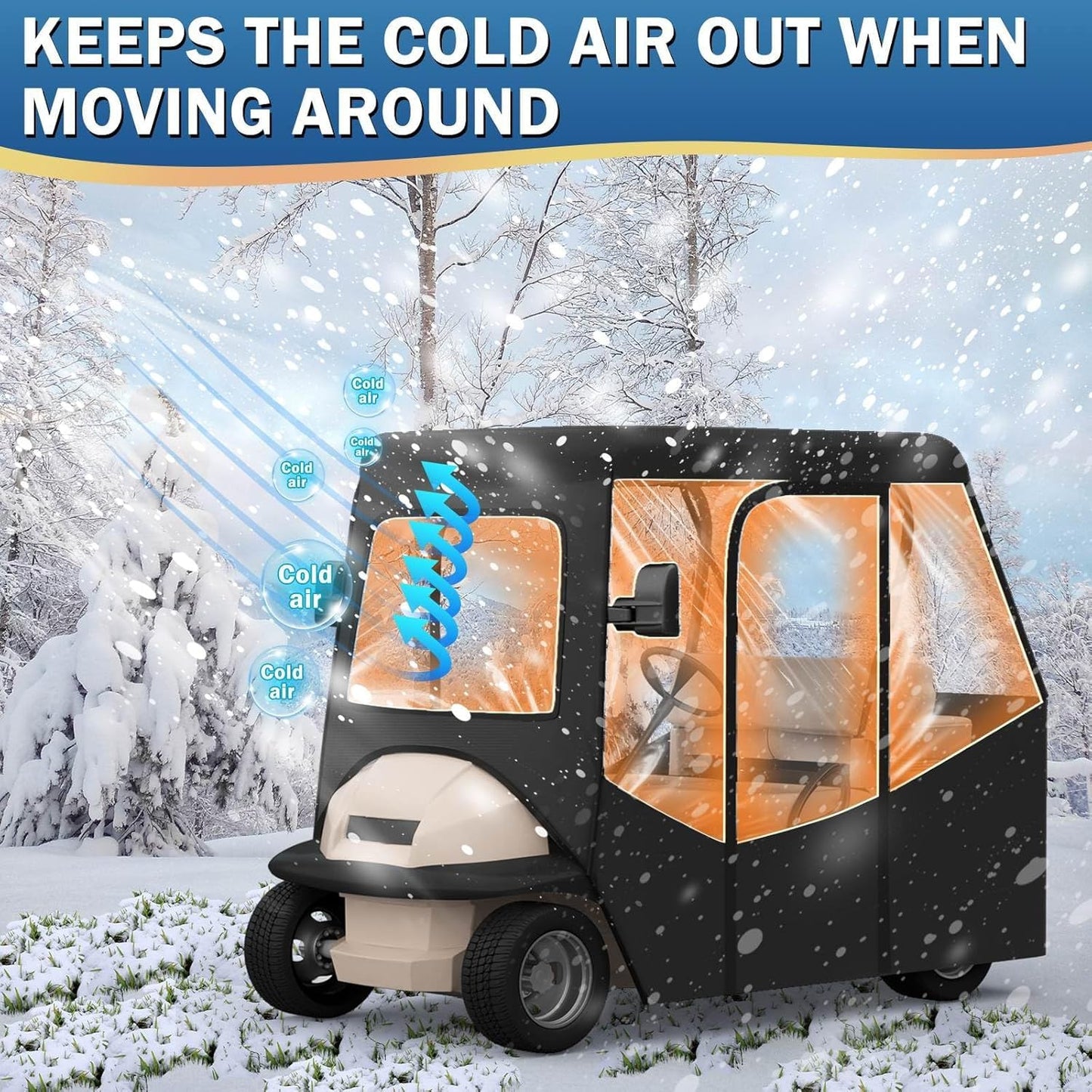 Cholila Cover Updated Golf Cart Enclosure - 4 Passenger Driving Enclosure for Club Car Precedent Short Roof - Golf Cart Rain Cover with Upgrade 600D Oxford and PVC - with Strong YKK Door Zipper