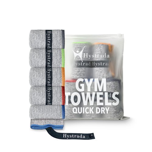 Hystrada Microfiber Quick-Dry Workout Towels for Men & Women – Ultra Absorbent Gym Sweat, Sports & Tennis Towels for Fitness, Travel, Camping & Workout – 5-Pack, 16x30.5 Inch