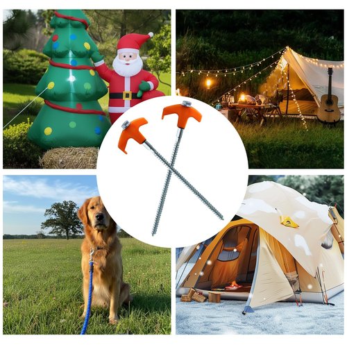 12-Pack Heavy Duty Screw-in Tent Stakes with Drill Adapter – 8 Inch Ground Anchors for Camping, Canopy, Gazebo, Awnings & Outdoor Accessories