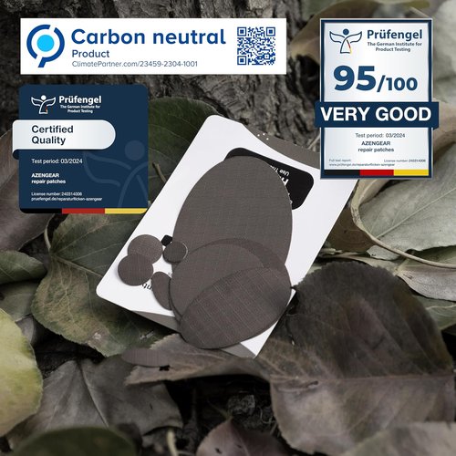 aZengear Repair Patches - Waterproof Self-Adhesive for Jackets, Tents, Shoes & More | 11 Pcs Charcoal Brown