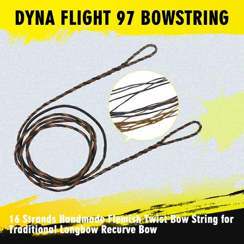 LWANO D97 Flemish Twist Bow String - Handmade Fast Flight 16 Strands Replacement for 54-70in Longbow & Recurve Bow