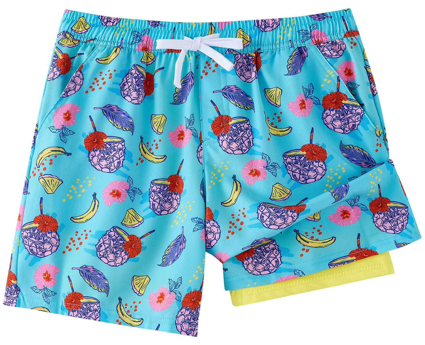 LIBREDGE Boys Swim Trunks Little Boys Bathing Suit Swim Shorts Kids Swimsuit with Compression Liner Quick Dry UPF 50+ Sun Protection Sky Blue 8