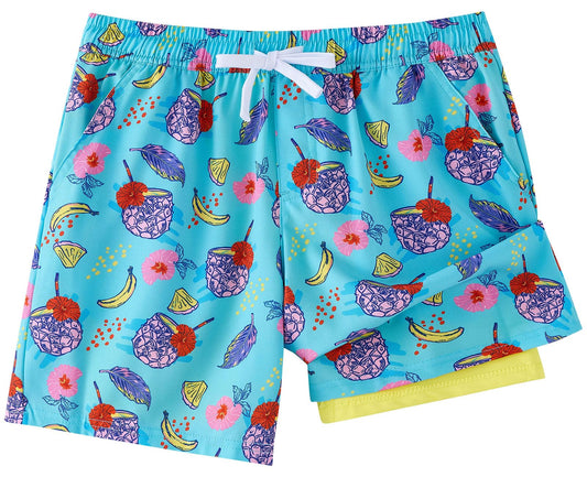 LIBREDGE Boys Swim Trunks Little Boys Bathing Suit Swim Shorts Kids Swimsuit with Compression Liner Quick Dry UPF 50+ Sun Protection Sky Blue 8