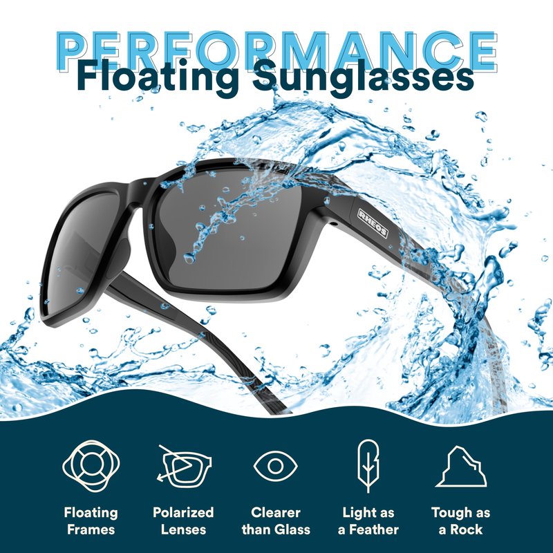 Rheos Bimini |Gunmetal | Smoke| Floating Polarized Sunglasses | 100% UV Protection | Anti-Glare | Mens & Womens