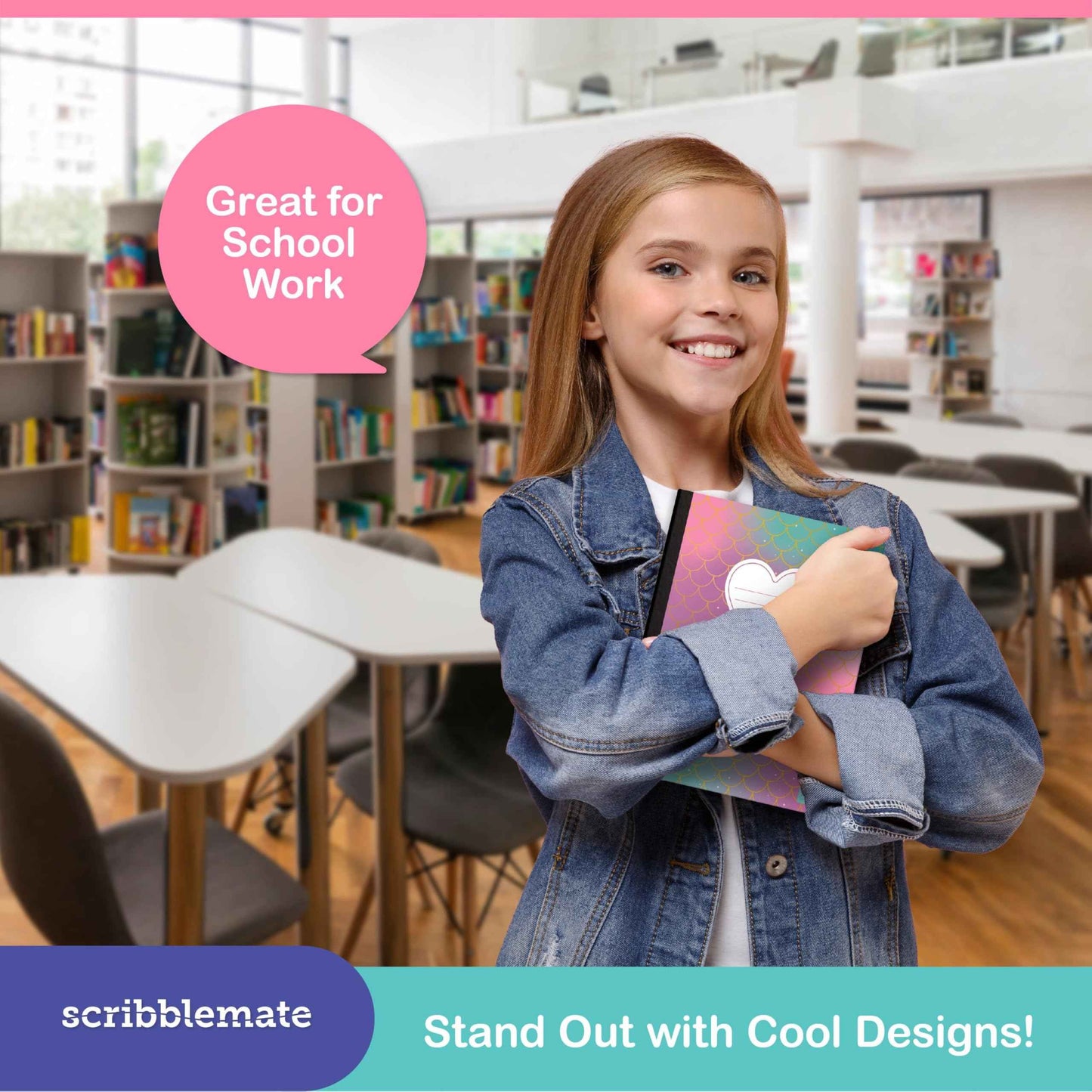 ScribbleMate Cute Composition Notebook Wide Ruled, Composition Notebpooks for Kids, Wide Ruled Composition Notebook for Boys and Girls. 100 Sheets 200 Pages 9.75” x 7.5” (12 Pack)