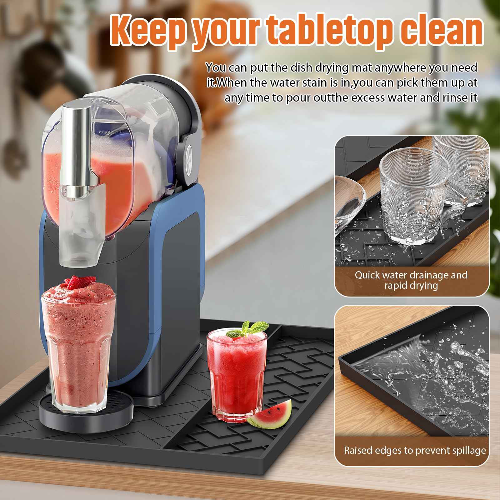 Silicone Mat for Ninja Slushie Machine&Ninja Creami- Removable 22.5"*15"*0.7" Countertop Protector Mat,Concave Convex Design, Leak-Proof and Slip-Resistant ice Gream Maker&Slushie Machine Accessories