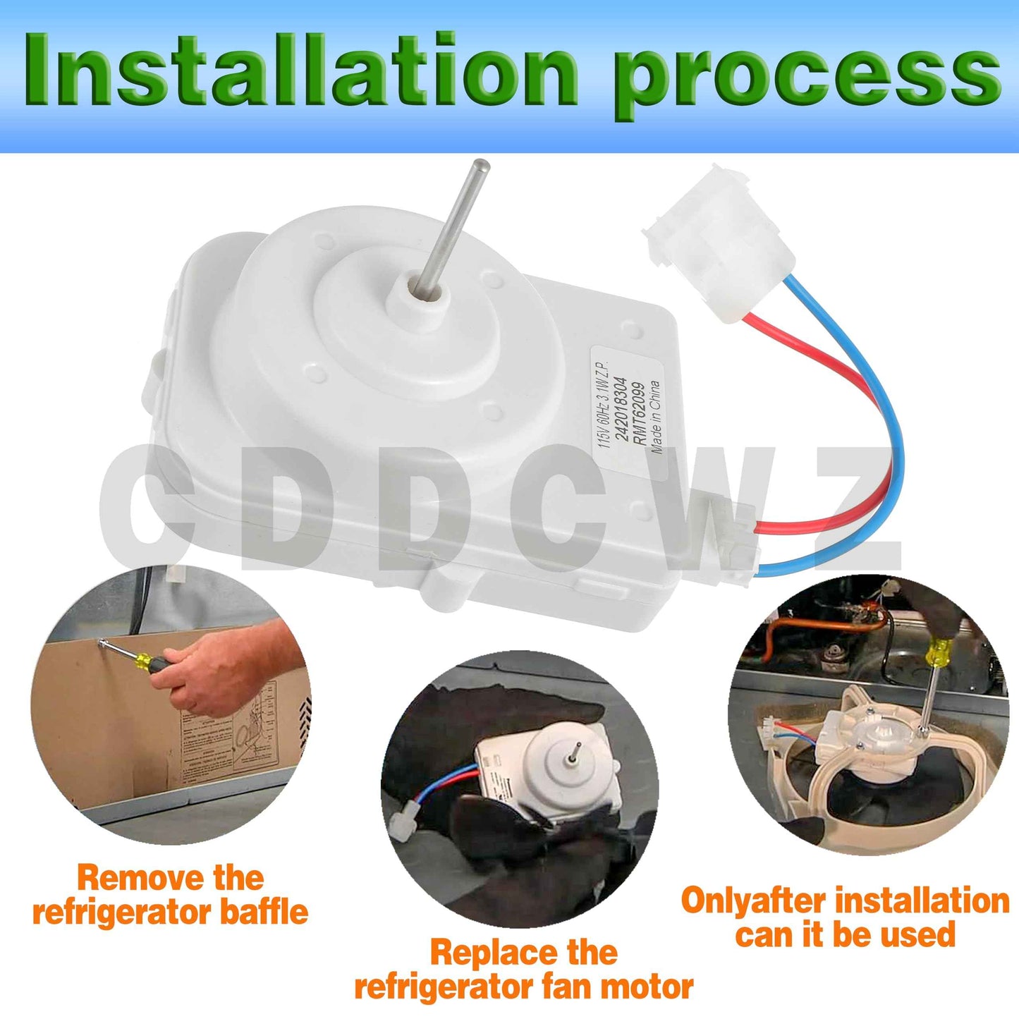 CDDCWZ (Upgraded) 242018304 242018301 Condenser Fan Motor fits for Electrolux Frigidaire, Replace 297279502 AP6891872 PS12728810 FFHS2622MBA