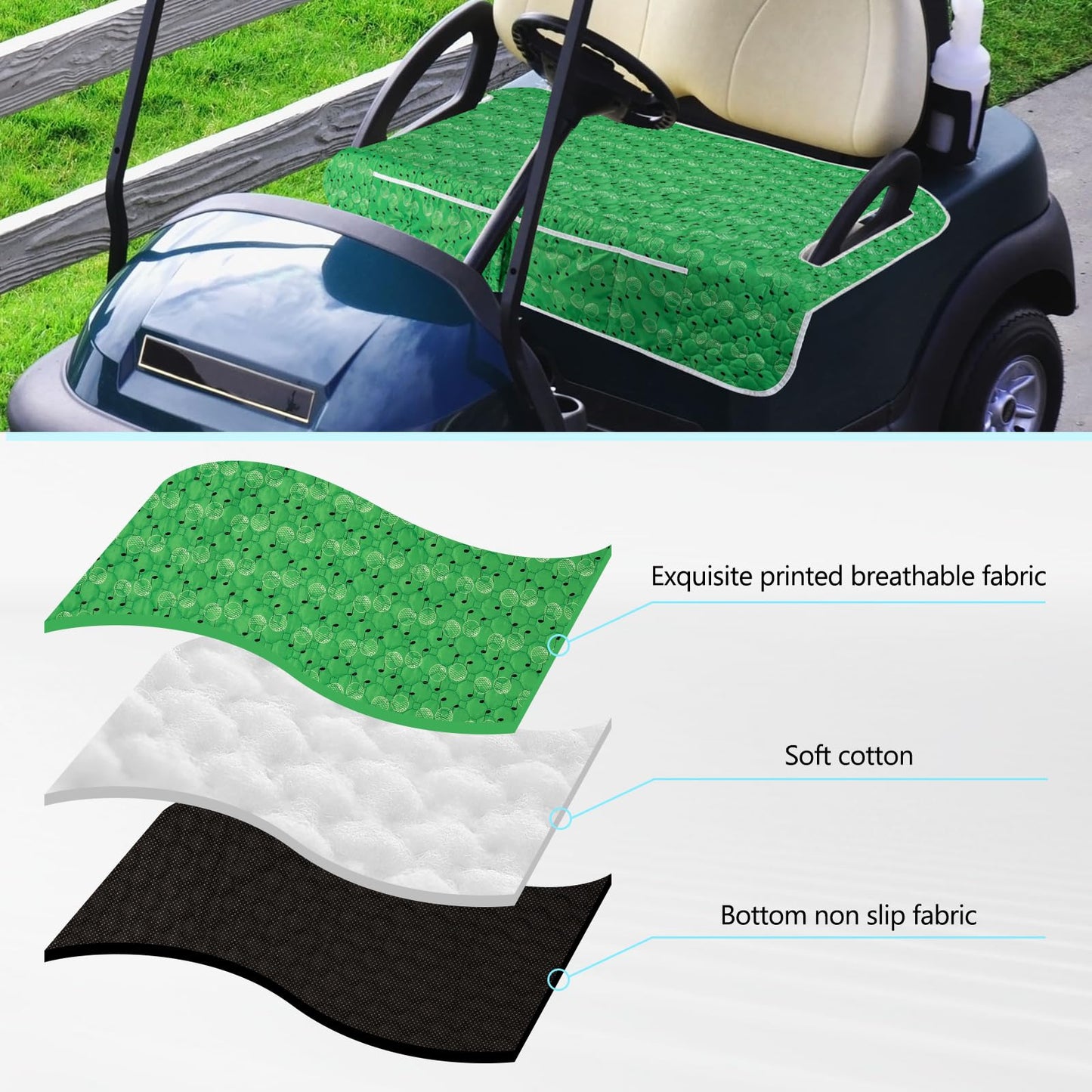 Golf Cart Seat Covers,EZGO Seat Cover,Heavy Duty Golf Cart Seat Blanket,Waterproof Travel Sports Cart Seat Cushion Covers for 2 Person Seats Club Car,Winter Golf Cart Accessories,Golf Cart Seat Cover
