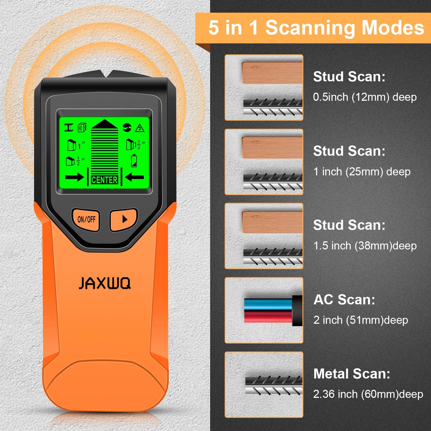 Stud Finder Wall Scanner - 5 in 1 Stud Finder Tool with Intelligent Microprocessor Chip and HD LCD Display, Stud Detector Beam Finders for the Center and Edge of Wood AC Wire Metal Studs Joist Pipe
