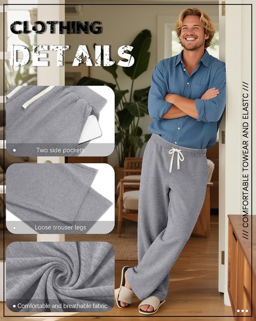 August Alley Men's Big and Tall Sweatpants - Open Bottom Athletic Pants with Pockets | Drawstring Waist