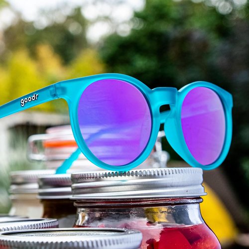 Goodr I Pickled These Myself Polarized Round Sunglasses - Teal Translucent Frames | UV400 Protection, No Slip, No Bounce