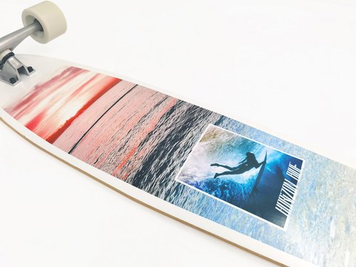 HORIZON BLUE 44inch Retro Classic Pintail Cruiser | Double Kick Hardrock Maple Deck | Anti-Wheelbite&Shock-Absorbing System | Multi-scenarios Cruising Complete (Beach)