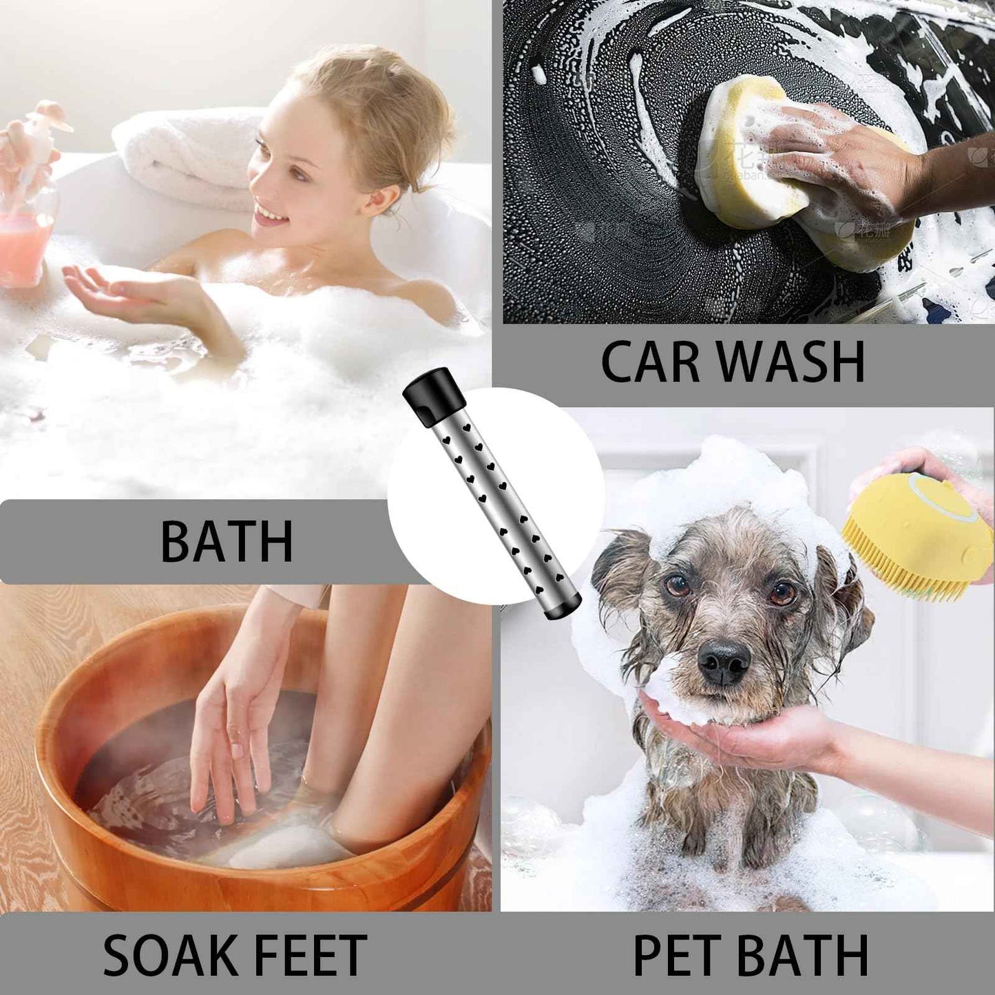 immersion Water Heater with Intelligent Temperature Control, Stainless Steel Mini Pool & Bucket Heater - Heats 5 Gallons in Minutes, Ideal for Home, Camping, and Outdoor Use