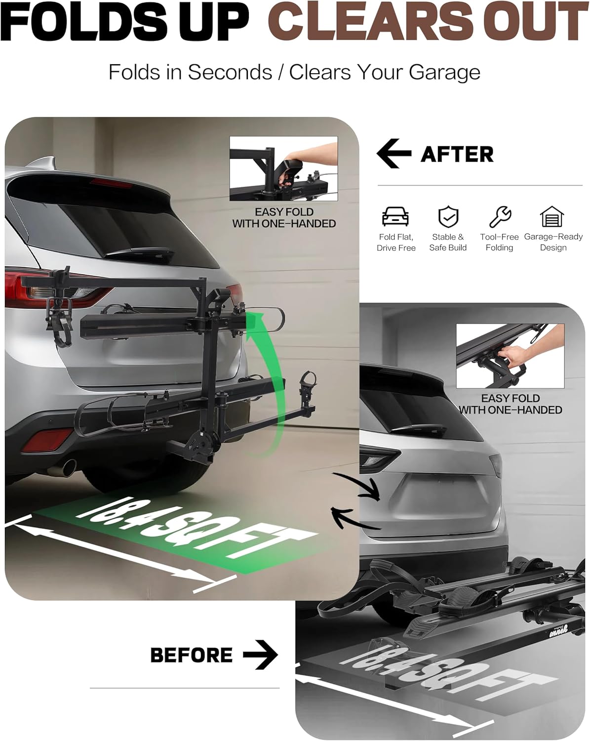 Young E-Bike Rack - Hitch Mount Platform for Cars & SUVs | Fits E-Bikes with 5-Inch Fat Tires, 200 lbs Capacity