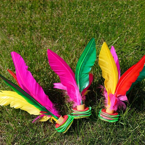 Bleiou 6 Pack Chinese Jianzi Colorful Feather Kicking Shuttlecock Foot Sports Game