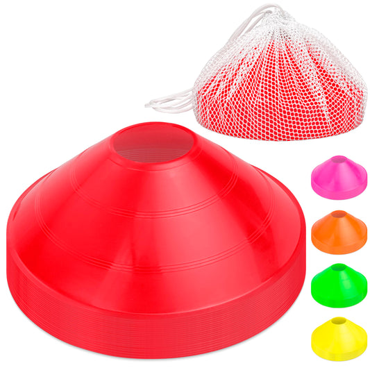 GoSports Premium Sports Cones for Agility Training and Drills - 20 Pack with Tote - Red