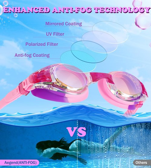 Aegend Kids Swimming Goggles - Anti-Fog, Waterproof & UV Protection | 2-Pack for Ages 4-16