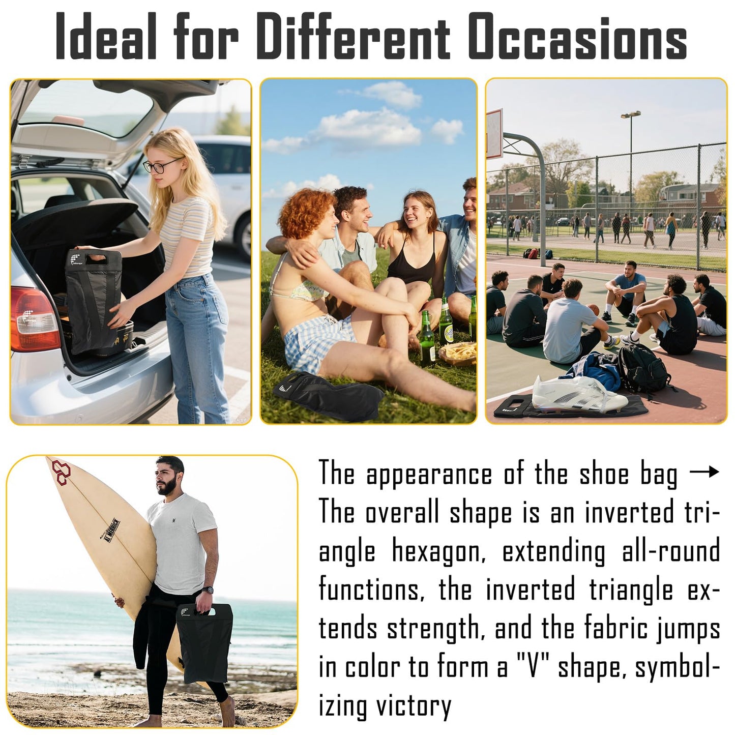 Shoe Bag，Shoe Bags for Travel，Golf Shoe Bag，Cleat Bags for Sports Smell Proof，New Upgraded Waterproof, Anti-odor, Remove odor（Double magnetic closure design）