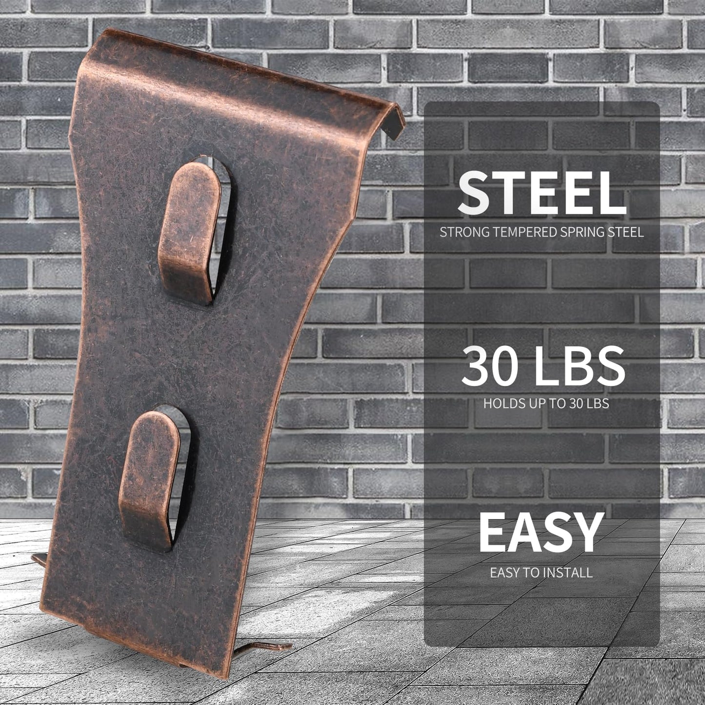 Brick Clips,16PCS Brick Hook Clips Hanging Outdoors for 2-1/4" to 2-3/8" High Bricks Heavy Duty Brick Hooks Hangers Wall Clips Hanging No Drill & Nails