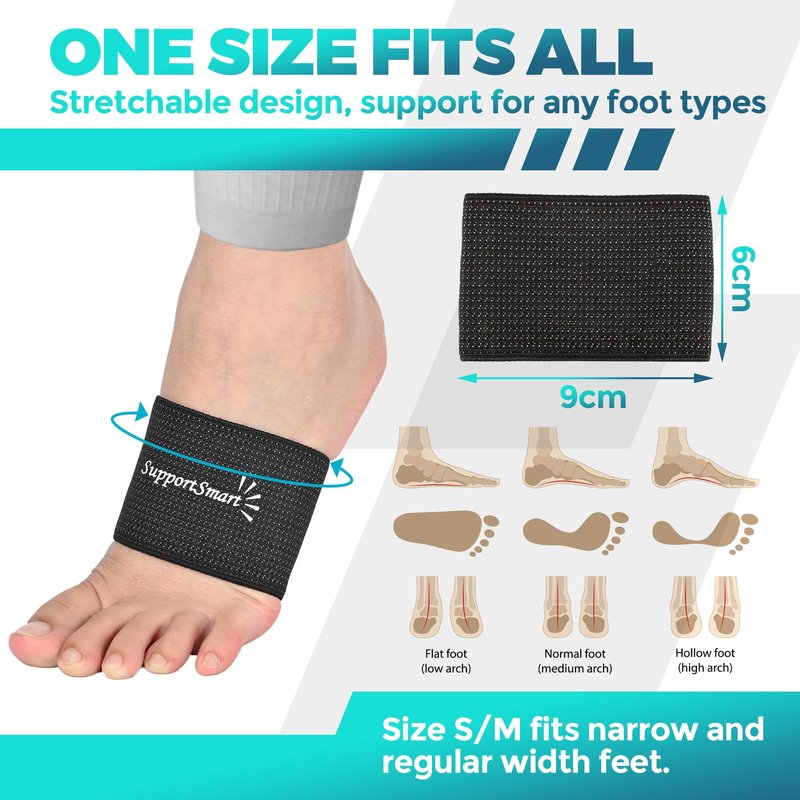 Arch Smart Copper Infused Arch Support Sleeve – Compression Foot Arch Support for Plantar Fasciitis, Flat Feet, Foot Pain Relief, Heel Spurs, Arch Support Bands for Women & Men (Beige, One Size)