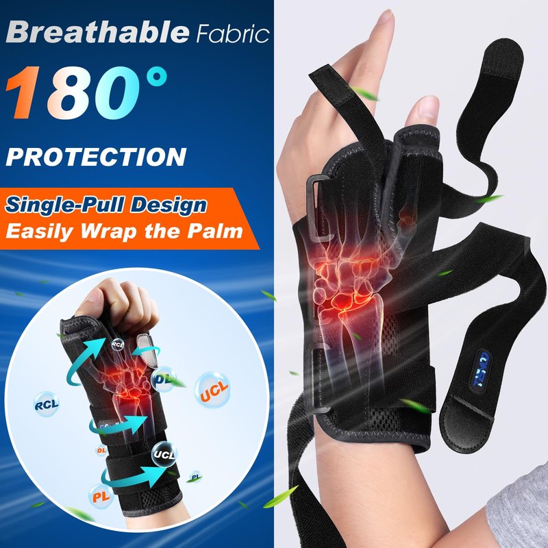 TISMOD Wrist Brace with Thumb Support,Thumb Spica Splint Left Hand for De Quervain's Tenosynovitis Brace, Thumb Brace Left Hand for Women/Men, One Size-Black-Left