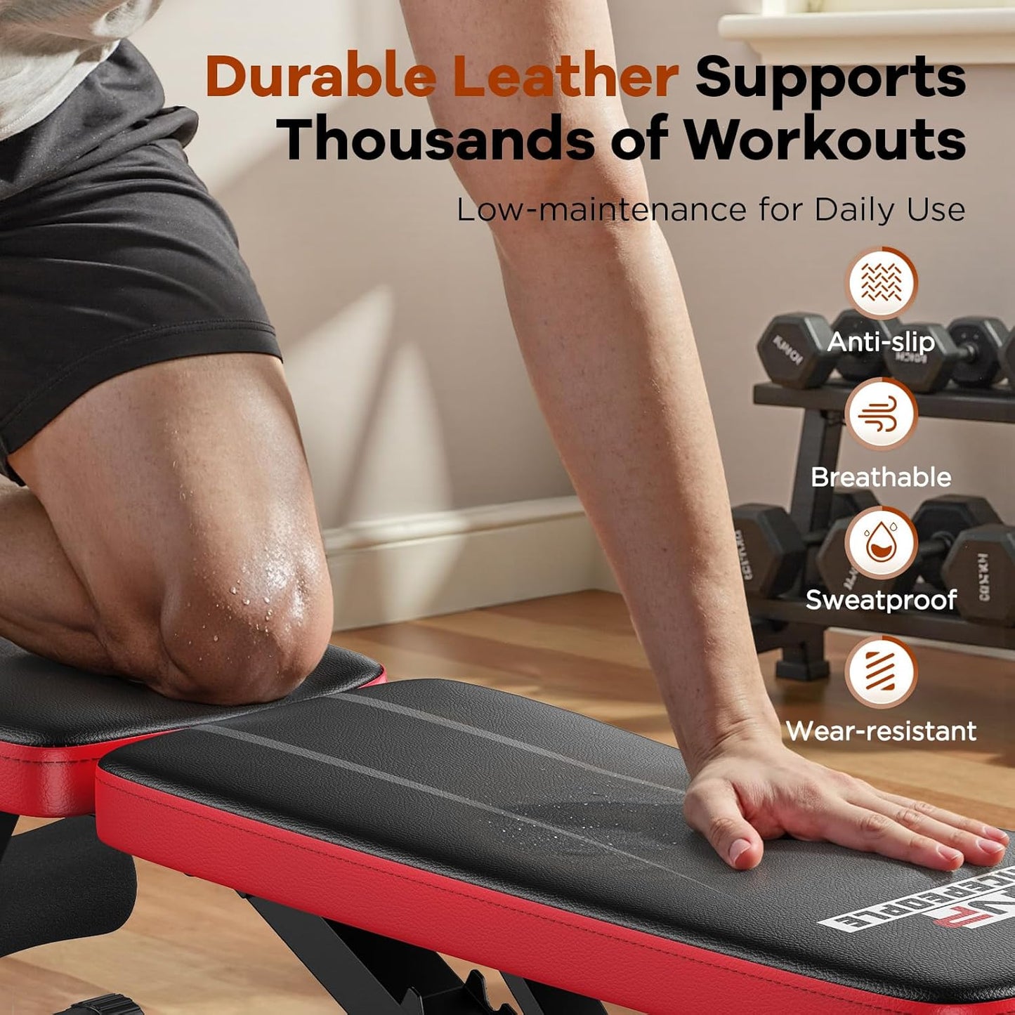 NICEPEOPLE Adjustable Weight Bench - 660LBS Capacity Home Gym Bench with 8 Backrests | Compact & Foldable Design for Small Spaces