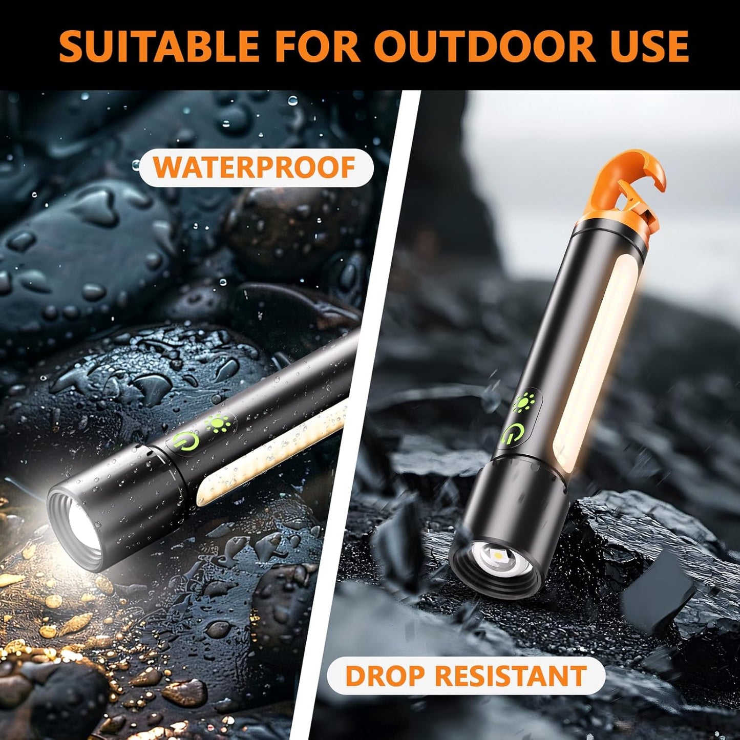 Rechargeable LED Flashlight - 2000 Lumen Super Bright Magnetic Light with 9 Modes | Waterproof for Emergencies, Camping, and Hiking